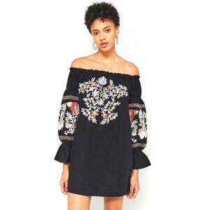 EC Free People Black Fleur Du Jour Mini Dress S
